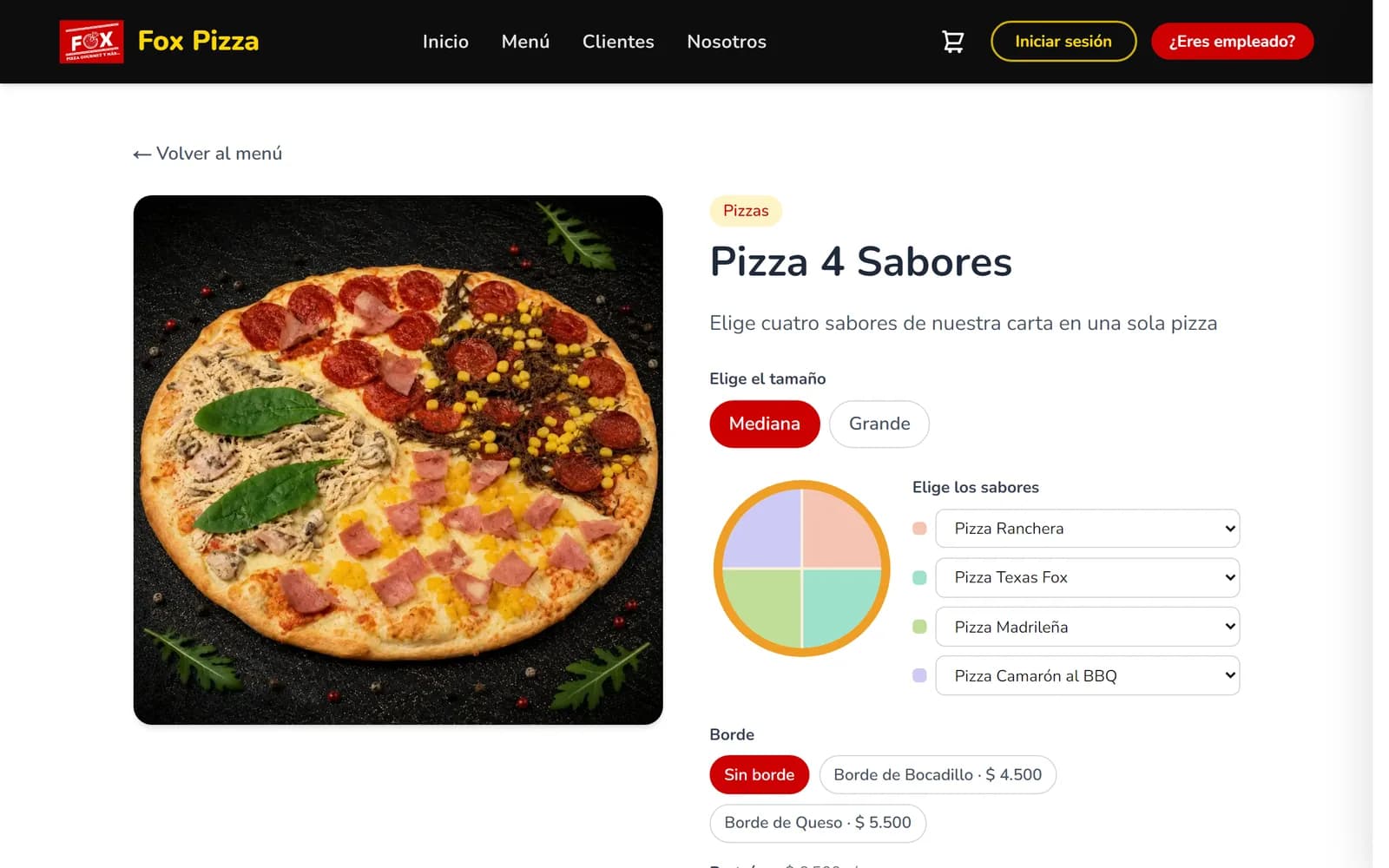 Armador de la pizza de cuatro sabores
